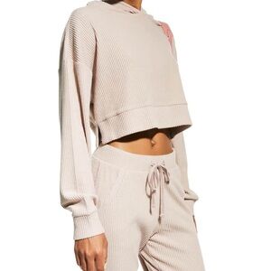 Alo Yoga Muse Ribbed Hoodie Sweater in Dusty Rose